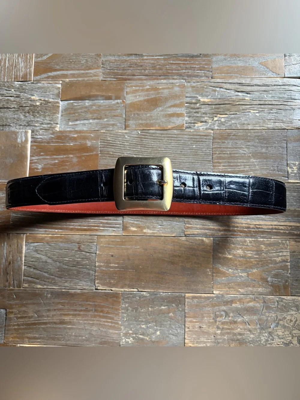 Ann Taylor Croc Embossed Leather Belt